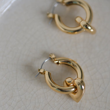 Gemma Heart Drop Hoop Earrings