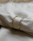 Ginette Stone Thin Hoop Earrings / Gold and Silver