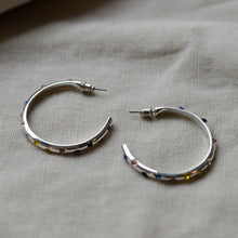 Load image into Gallery viewer, Ginette Stone Thin Hoop Earrings / Gold and Silver