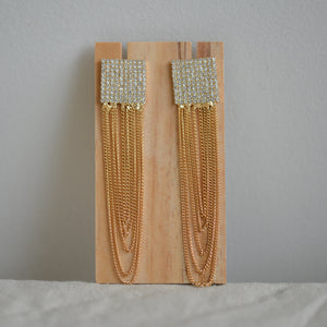 Hectate Diamante Fringe Earrings Gold Plated