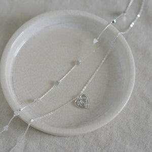 Hortense Heart Charm Layered Necklace / Silver