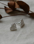 Rufina Pixel Heart Stud Earrings / Gold and Silver