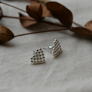 Rufina Pixel Heart Stud Earrings / Gold and Silver