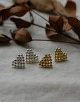 Rufina Pixel Heart Stud Earrings / Gold and Silver