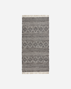 Woven Long Jute Rug / Black and Natural