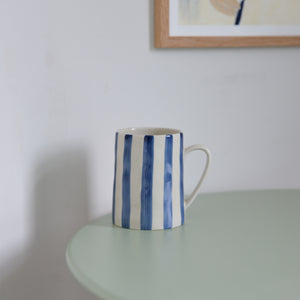 Begonia Mug / Brown, Rose, Blue Stripes