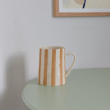 Load image into Gallery viewer, Begonia Mug / Brown, Rose, Blue Stripes