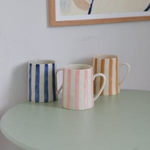 Begonia Mug / Brown, Rose, Blue Stripes