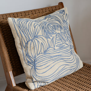 Blue Embroidered Cotton Cushion