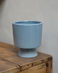Blue Textured Flowerpot On Stand