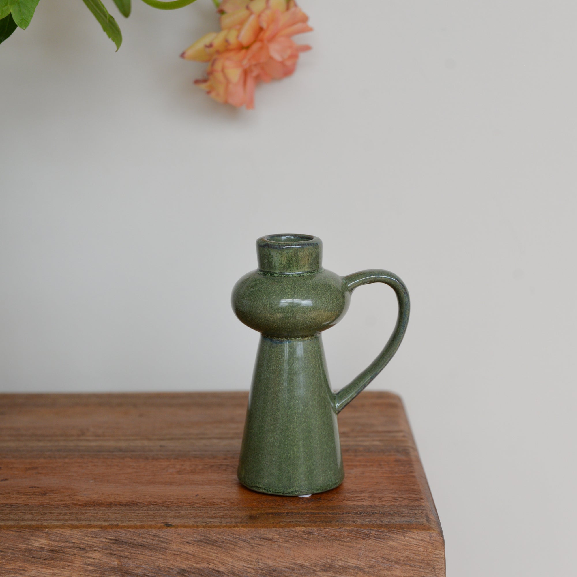 Fija Stoneware Candle Holder / Green