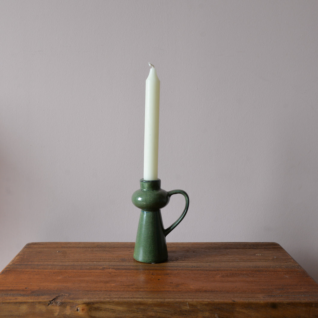 Fija Stoneware Candle Holder / Green