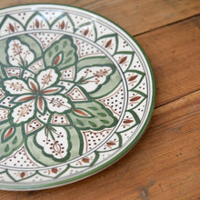 Load image into Gallery viewer, Green Hand Painted Patterned Plate