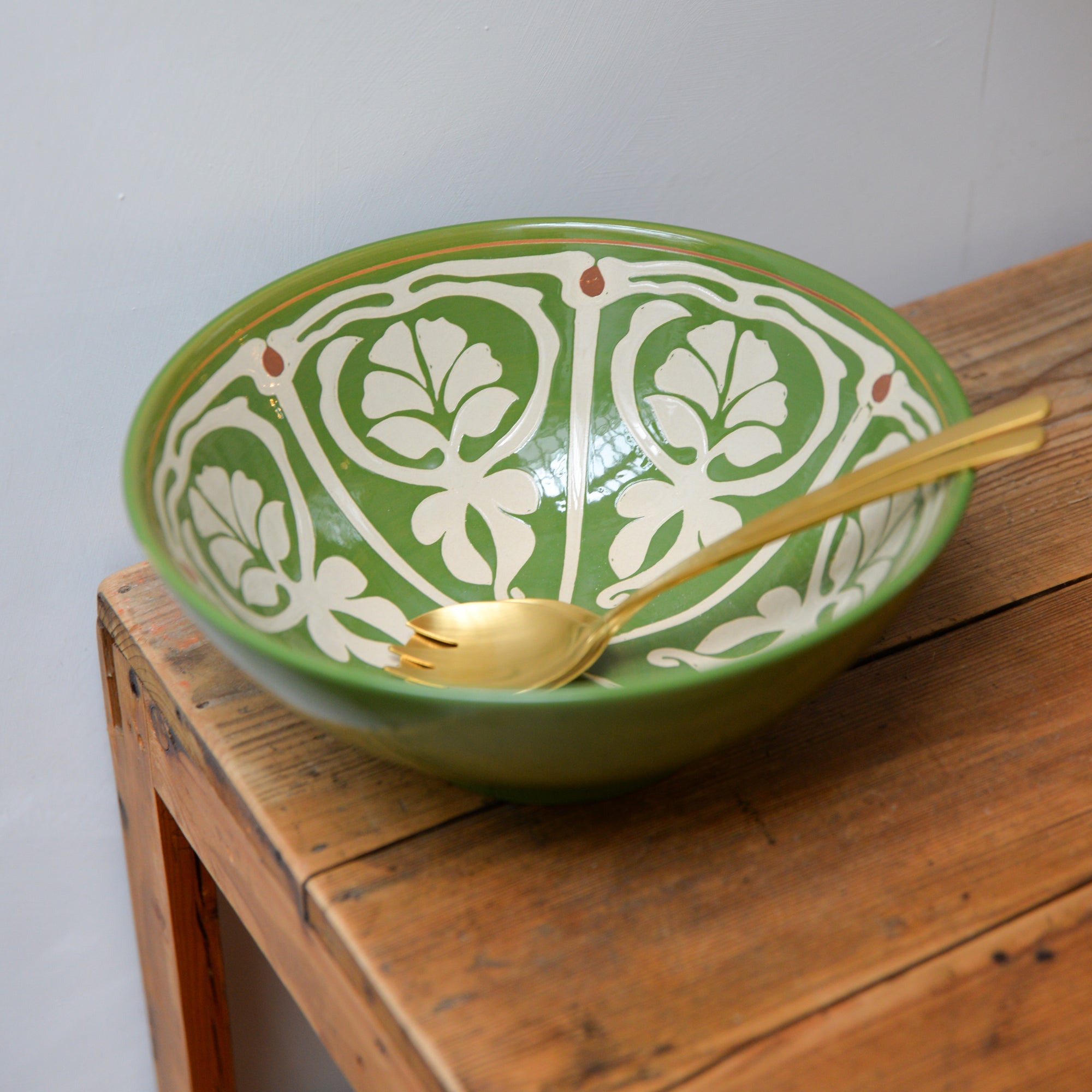Heikki Green Patterned Ceramic Serving Bowl