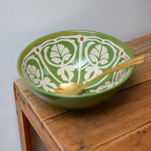 Load image into Gallery viewer, Heikki Green Patterned Ceramic Serving Bowl