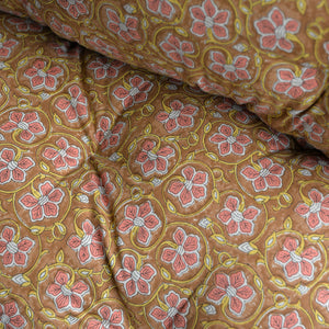 Kamala Floral Bench Cushion in Brown Cotton