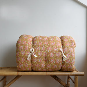 Kamala Floral Bench Cushion in Brown Cotton