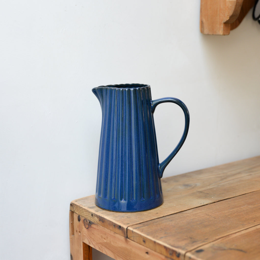 Textured Ceramic Jug / Blue