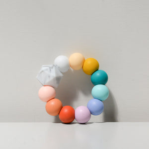 Blossom and Bear Baby Teething Ring in Rainbow