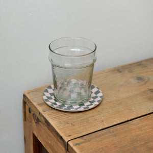 Checkered Coaster / Green and Baby Pink