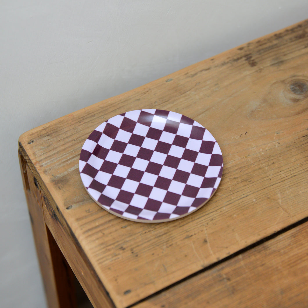 Checkered Coaster / Plum and Lilac