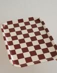 Checkered Rectangular Serving Tray / Burgandy