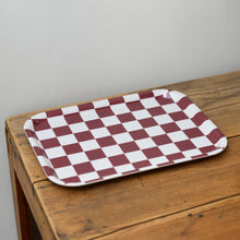 Load image into Gallery viewer, Checkered Rectangular Serving Tray / Burgandy