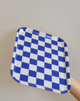 Checkered Rectangular Serving Tray / Cobalt