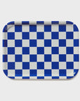 Checkered Rectangular Serving Tray / Cobalt