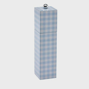 Sage Gingham Square Pillar Salt or Pepper Mill