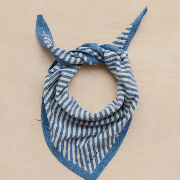 Merino Triangle Scarf / Blue Stripe