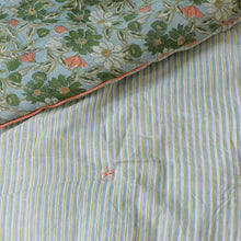 Load image into Gallery viewer, Sofa Cover or Mattress Blue Stripes and Green Floral