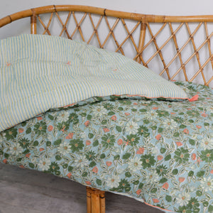 Sofa Cover or Mattress Blue Stripes and Green Floral