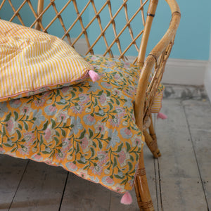 Sofa Cover or Mattress Yellow Stripes and Floral