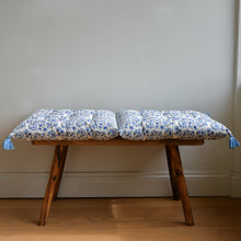 Load image into Gallery viewer, Blue Floral Mattress or Bench Cushion / Marigold Riviera