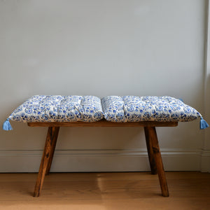 Blue Floral Mattress or Bench Cushion / Marigold Riviera