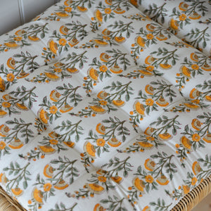 Calla Floral Chair Pad or bench Cushion / Honey Yellow