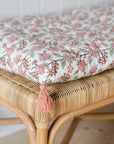 Gita Floral Chair Pad or Bench Cushion / Sorbet Pink