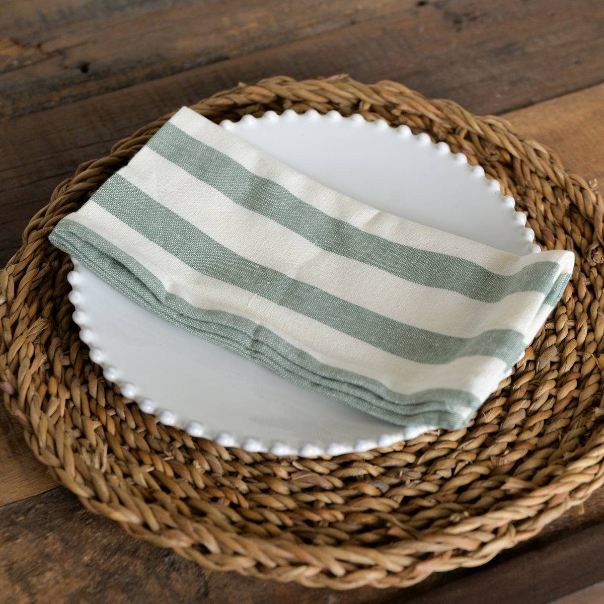 Green and White Stripe Napkins – Mon Pote