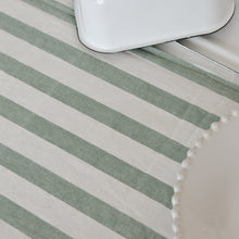 Load image into Gallery viewer, Green and White Stripe Tablecloth /Rimini Ivy