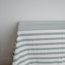 Load image into Gallery viewer, Green and White Stripe Tablecloth /Rimini Ivy