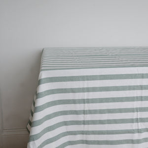 Green and White Stripe Tablecloth /Rimini Ivy