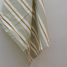 Load image into Gallery viewer, Green and White Striped Tea Towel