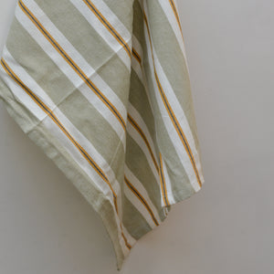 Green and White Striped Tea Towel