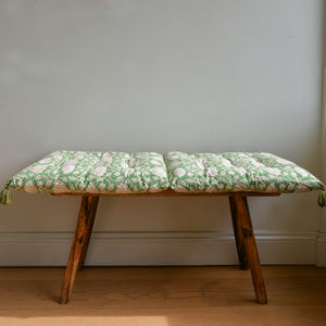 Green Floral Mattress or Bench Cushion / Savannah Sage