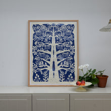 Load image into Gallery viewer, Paper Cut Tree Poster Indigo