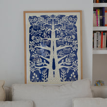 Load image into Gallery viewer, Paper Cut Tree Poster Indigo