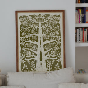 Paper Cut Tree Poster Sage