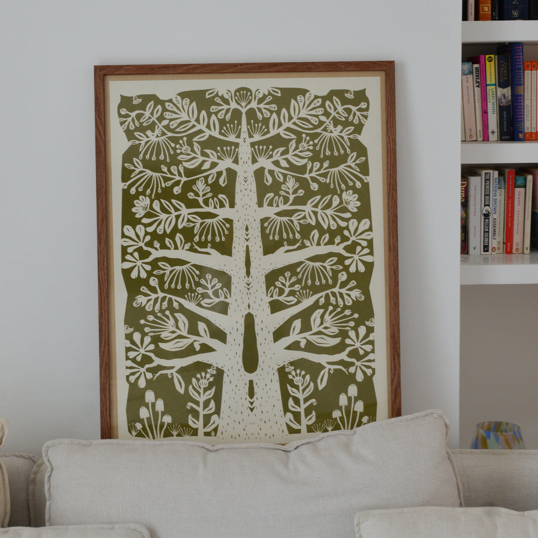 Paper Cut Tree Poster Sage