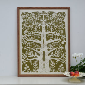 Paper Cut Tree Poster Sage